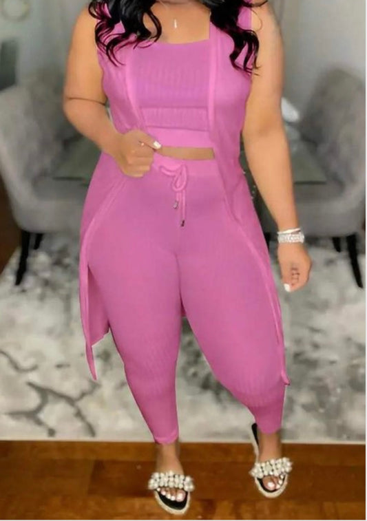 3 PCS RIBBED CROP TANK TOP SET