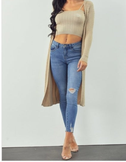 KNITTED CARDIGAN WITH CROP TOP
